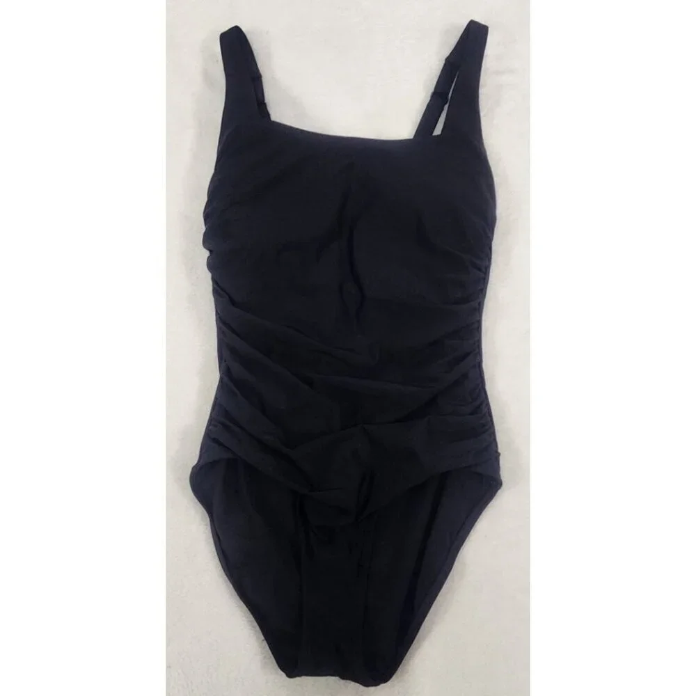 Athleta Square Neck One Piece Swimsuit Black Small